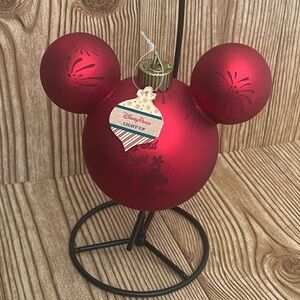 NWT Disney Parks Matte Red Disneyland Ca. Adventure Glass Mickey Icon Ornament